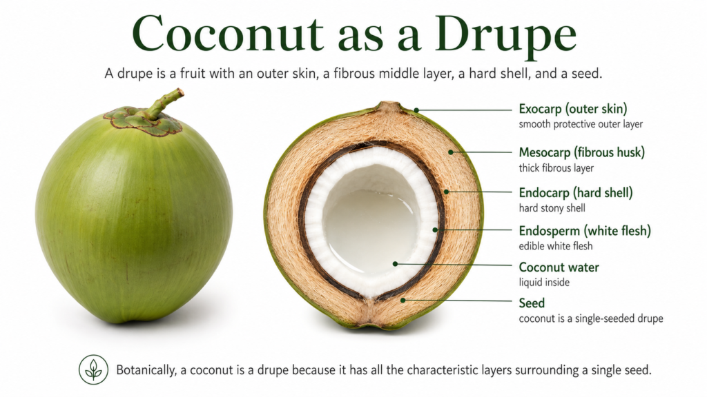 coconut as a drupe