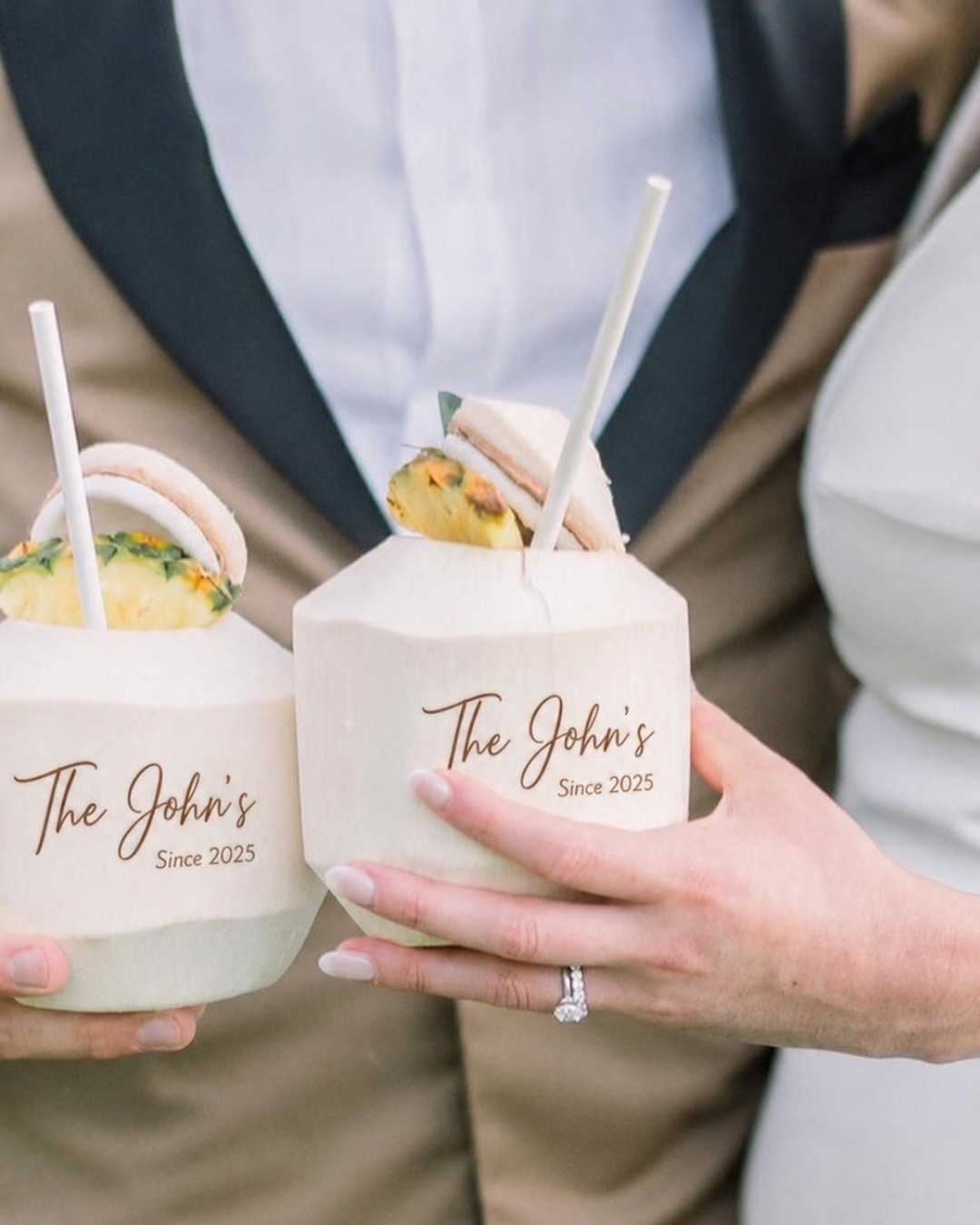 Coconuts styled for a wedding